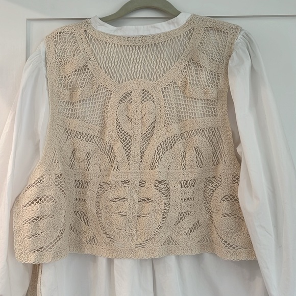 Zara white dress with ivory crocheted vest XXL - Picture 5 of 7